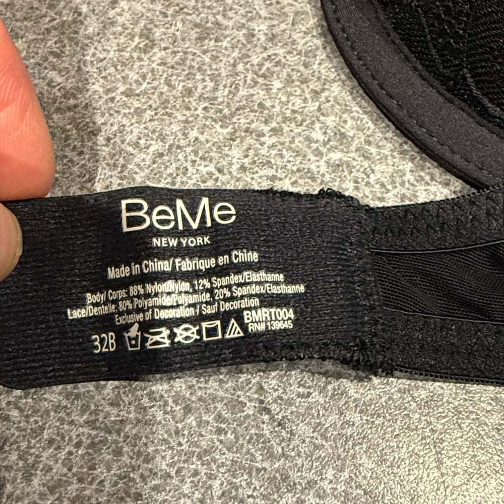 BeMe Black Lace Demi Bra Size 32B - Picture 4 of 4